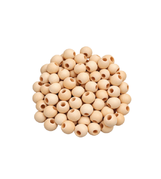Natural Wooden Beads - 1.2 cm