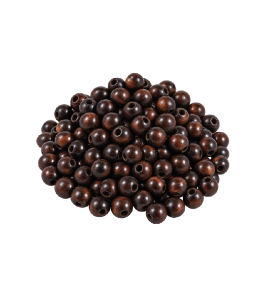 Wooden Beads - Dark Brown 1 cm