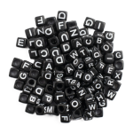 Black Cube Alphabet Beads