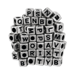Silver Cube Alphabet Beads