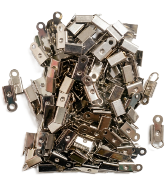 Silver Metal Fold Over Cord Ends