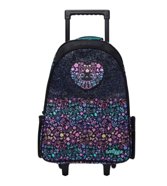 Smiggle Black Eclipse Cat Trolley Backpack