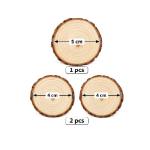Natural Wooden Slice Coasters – 5 cm and 4 cm, Set of 3